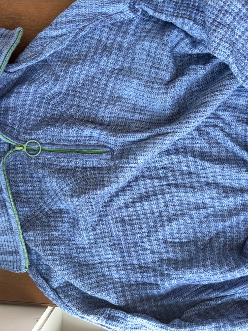 aerie Light Blue Waffle Knit Athletic Shorts with Green Trim